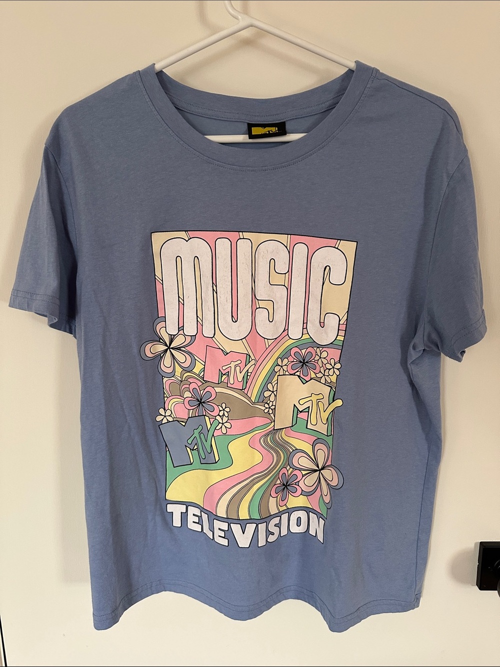 MTV Logo Tee - Light Blue with Yellow Tag